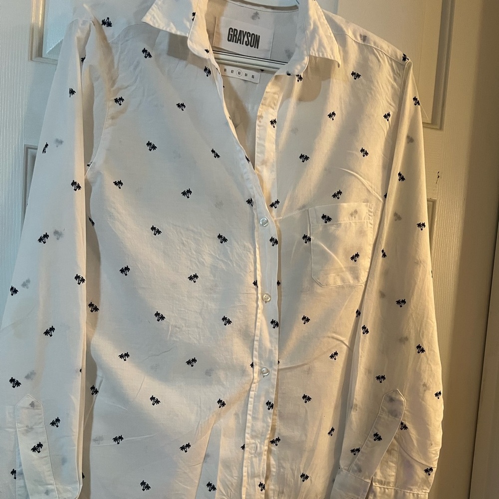 Grayson Button down shirt palm tree embroidered